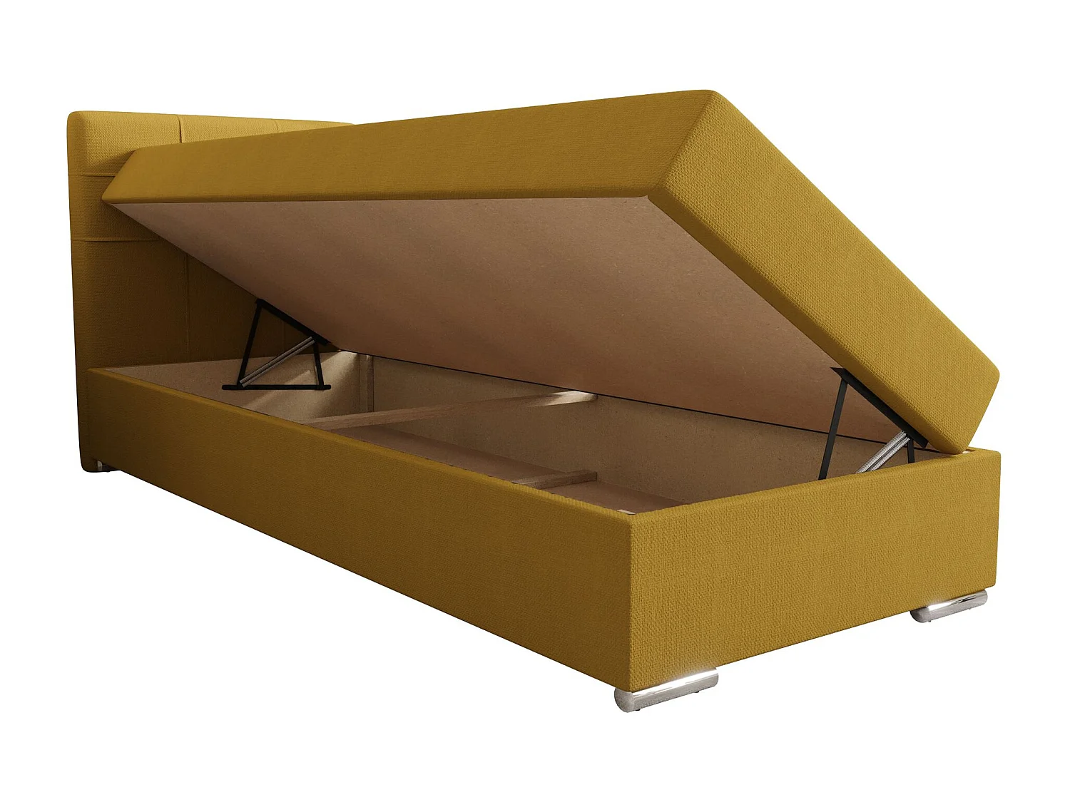 BEDANTE Boxspringbett ZAKO 1 80x200 Cosmic 120 Gelb Links Öffnung Bett Bettkasten Einzellbett Hotelbett Topper Matratze Schlafzimmer Stauraum