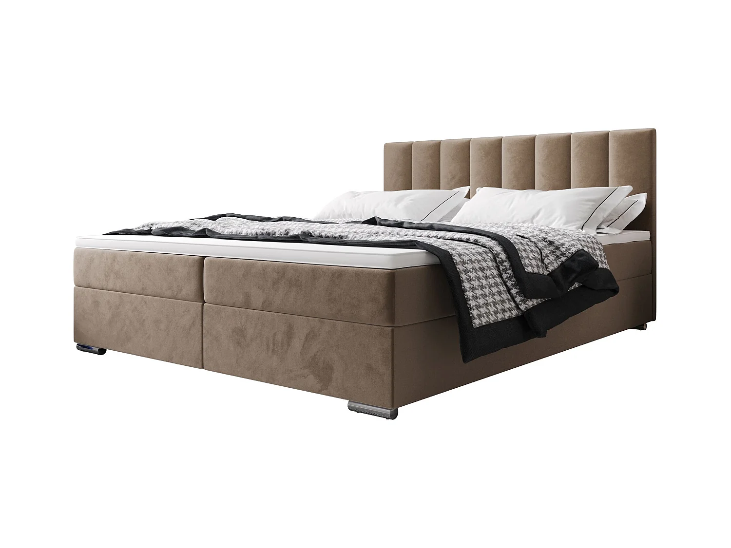 BEDANTE lit à sommier tapissier ZAKO 2 180x200 Itaka 48 Hellbraun lit litkasten