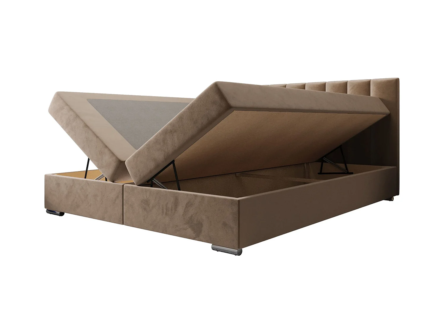 BEDANTE Boxspringbett ZAKO 2 180x200 Itaka 48 Hellbraun Bett Bettkasten Ehebett Hotelbett Topper Matratze Schlafzimmer Stauraum