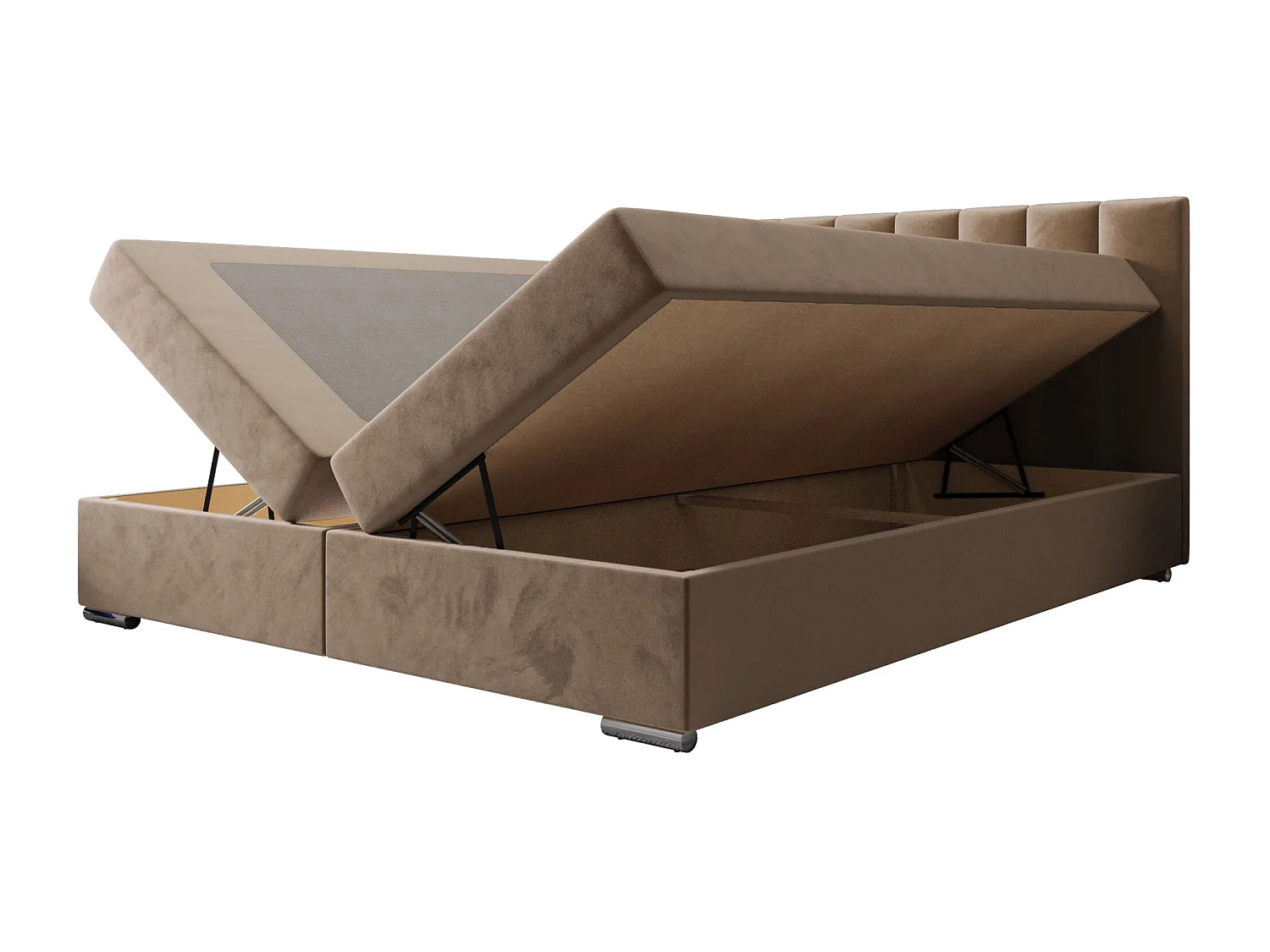 BEDANTE Boxspringbett ZAKO 2 160x200 Itaka 48 Hellbraun Bett Bettkasten Ehebett Hotelbett Topper Matratze Schlafzimmer Stauraum