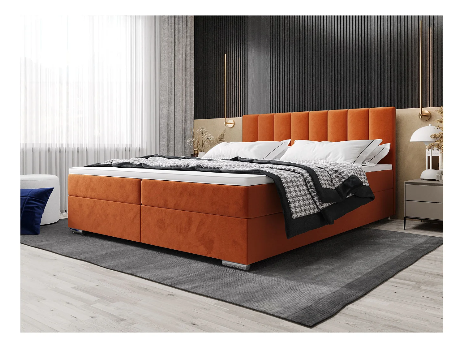 BEDANTE lit à sommier tapissier ZAKO 2 140x200 Itaka 1 Braun lit litkasten