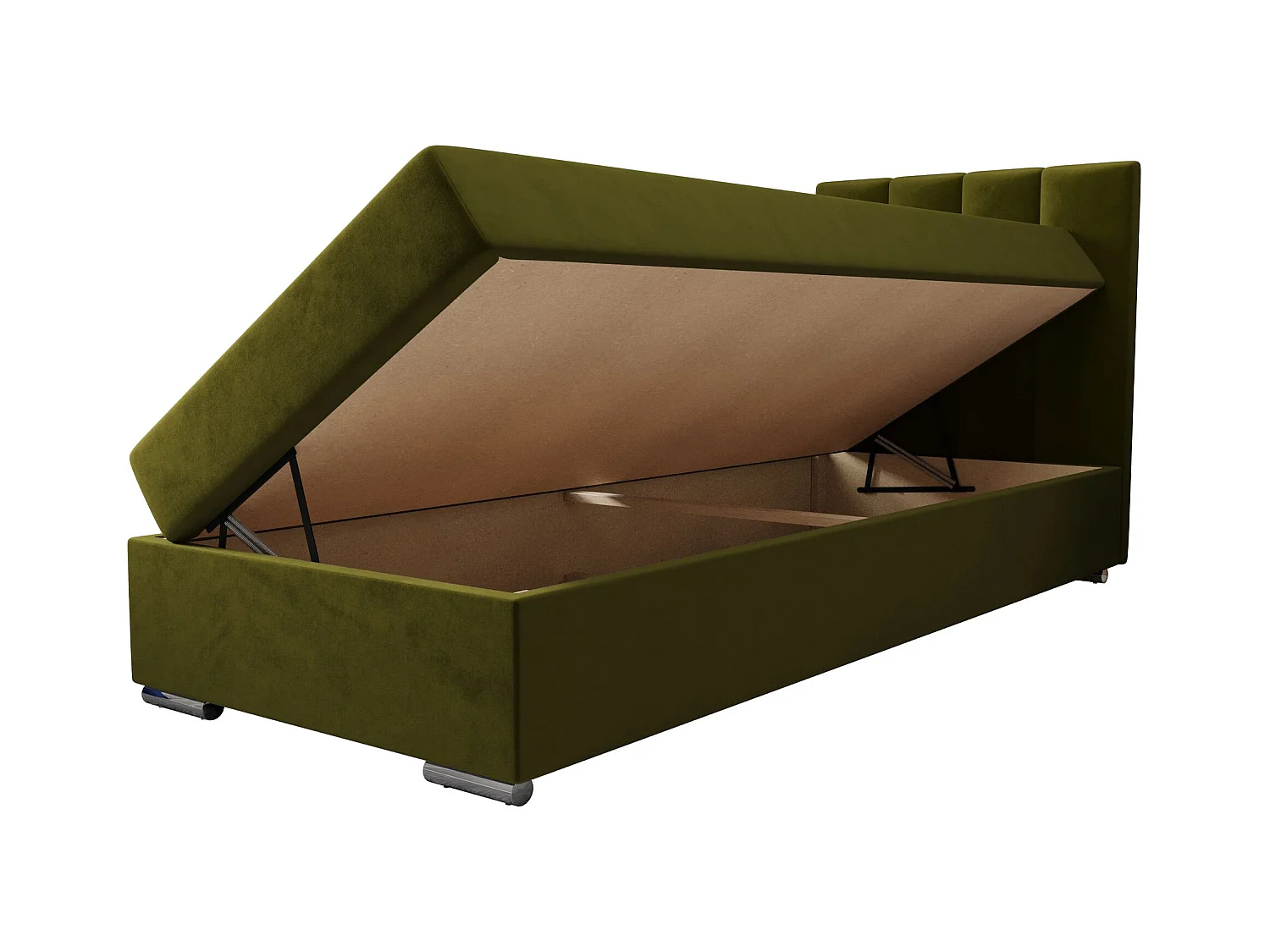 BEDANTE Lit boxspring ZAKO 2 80x200 Itaka 65 Vert Lit Ouverture à droite Lit Litkasten