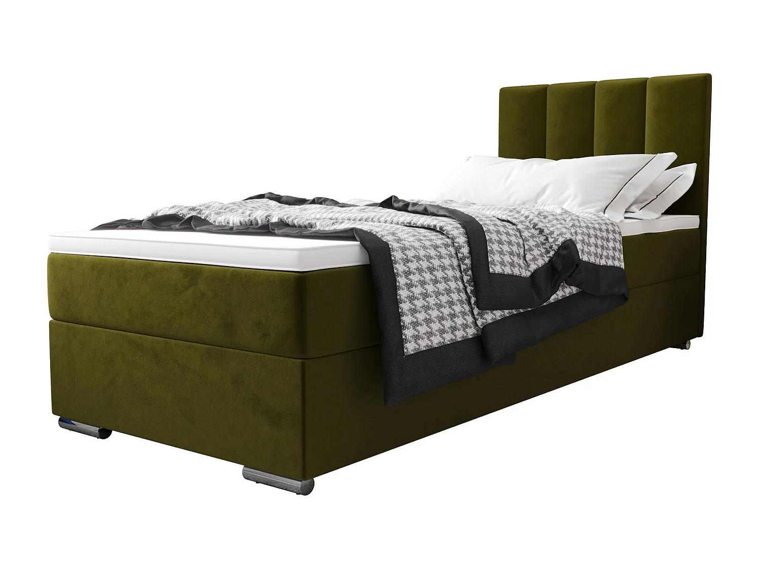 BEDANTE Lit boxspring ZAKO 2 80x200 Itaka 65 Vert Lit Ouverture à droite Lit Litkasten