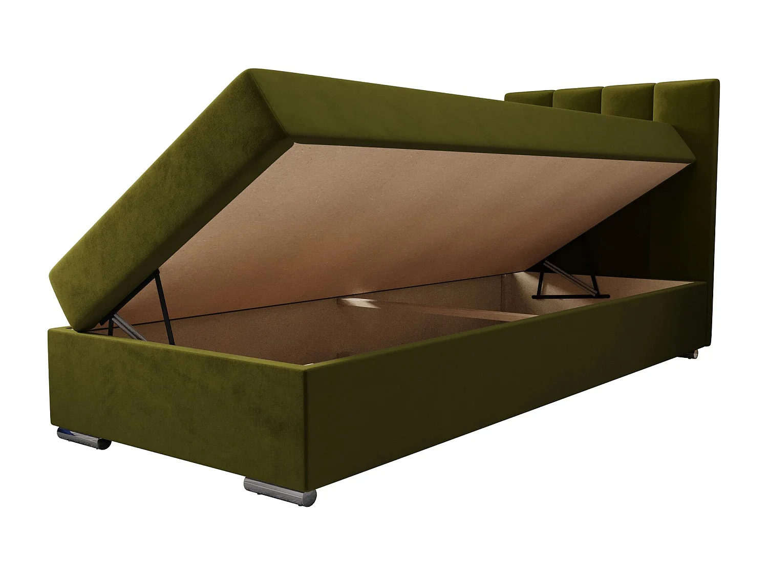 BEDANTE Lit boxspring ZAKO 2 80x200 Itaka 65 Vert Lit Ouverture à droite Lit Litkasten