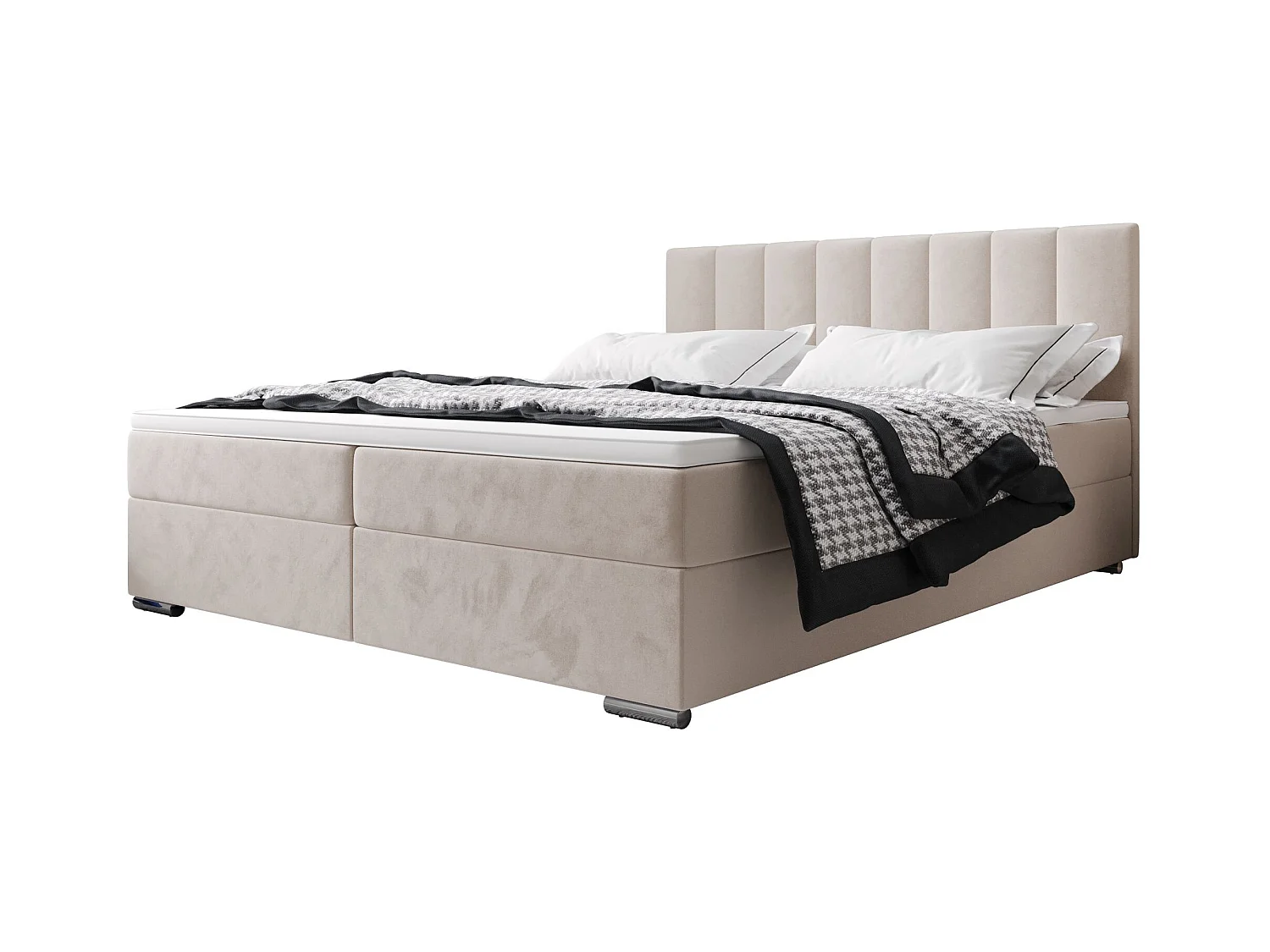 BEDANTE lit à sommier tapissier ZAKO 2 180x200 Itaka 16 Creme lit litkasten