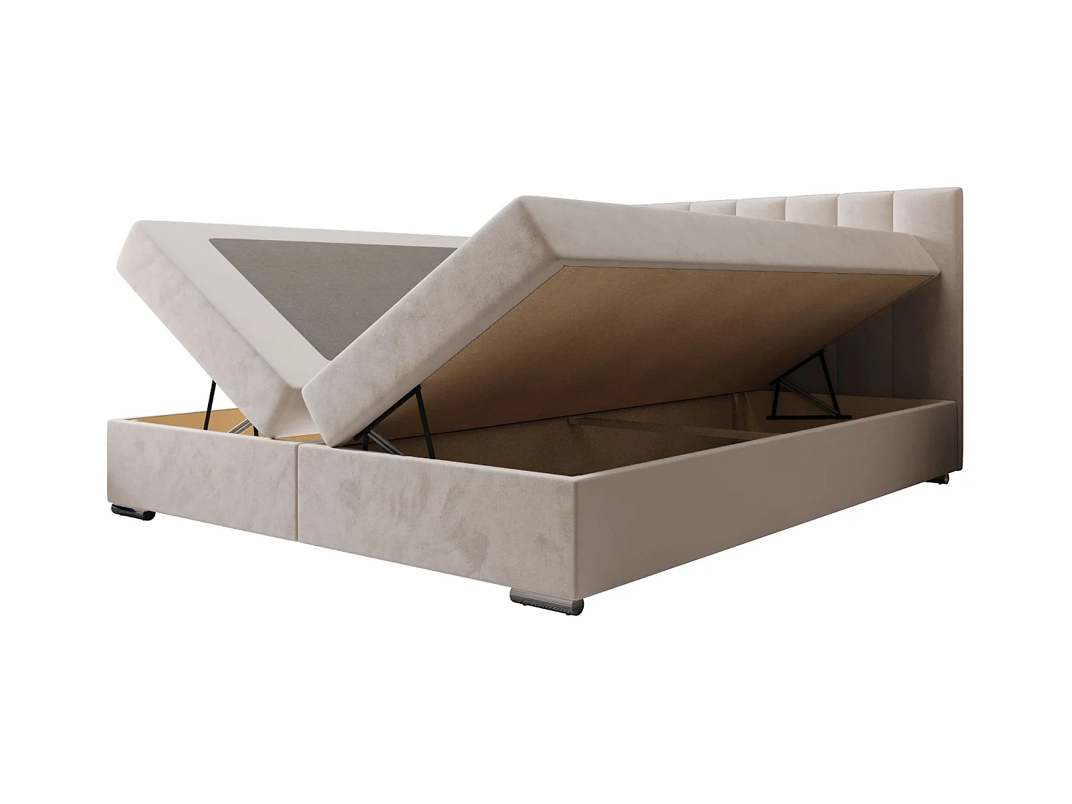 BEDANTE lit à sommier tapissier ZAKO 2 180x200 Itaka 16 Creme lit litkasten