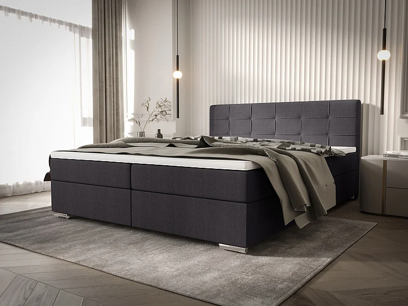 BEDANTE Boxspringbett ZAKO 1 180x200 Cosmic 97 Dunkelgrau Bett Bettkasten Ehebett Hotelbett Topper Matratze Schlafzimmer Stauraum