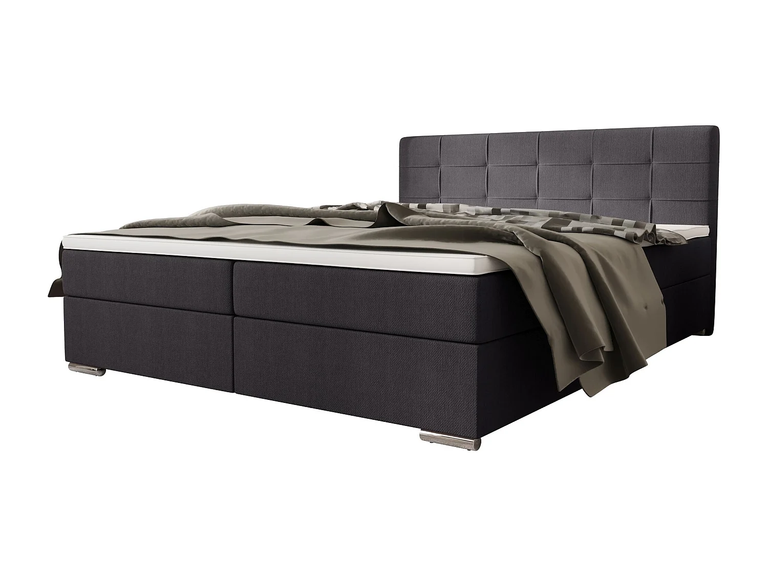 BEDANTE Boxspringbett ZAKO 1 180x200 Cosmic 97 Dunkelgrau Bett Bettkasten Ehebett Hotelbett Topper Matratze Schlafzimmer Stauraum