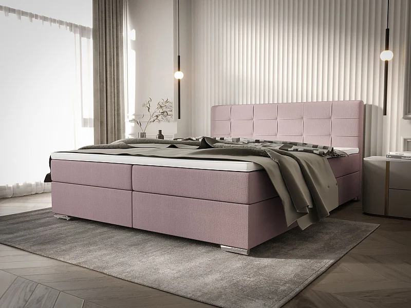 BEDANTE Boxspringbett ZAKO 1 140x200 Cosmic 14 Rosa Bett Bettkasten Ehebett Hotelbett Topper Matratze Schlafzimmer Stauraum