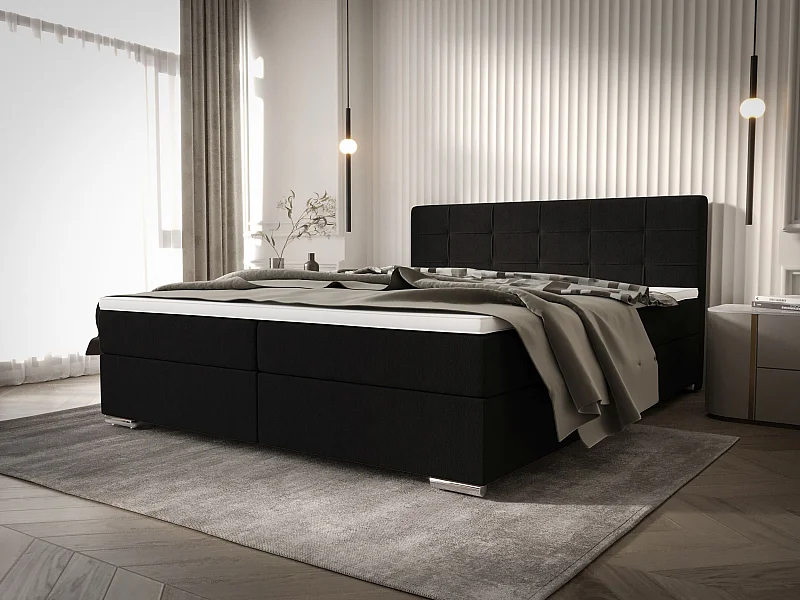 BEDANTE Boxspringbett ZAKO 1 140x200 Cosmic 100 Schwarz Bett Bettkasten Ehebett Hotelbett Topper Matratze Schlafzimmer Stauraum