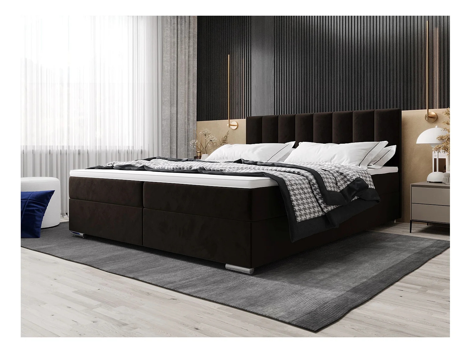 BEDANTE lit à sommier tapissier ZAKO 2 140x200 Itaka 41 Dunkelbraun lit litkasten