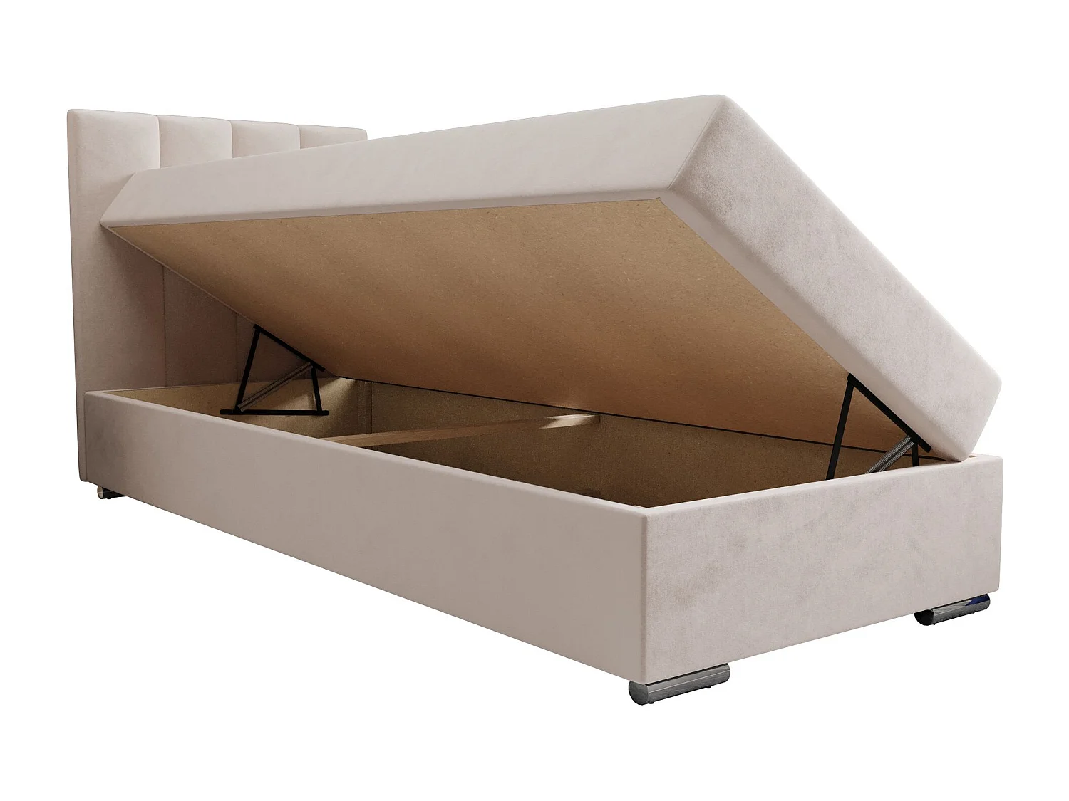 BEDANTE Lit boxspring ZAKO 2 80x200 Itaka 16 Crème Lit Ouverture à gauche Lit Litkasten