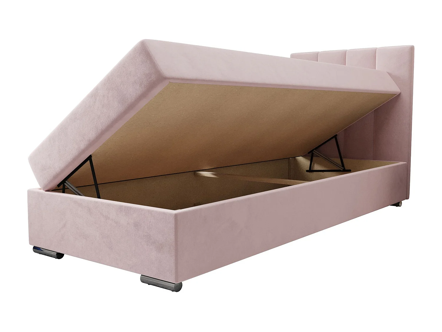 BEDANTE Lit boxspring ZAKO 2 90x200 Itaka 58 Rose Lit Ouverture à droite Lit Litkasten