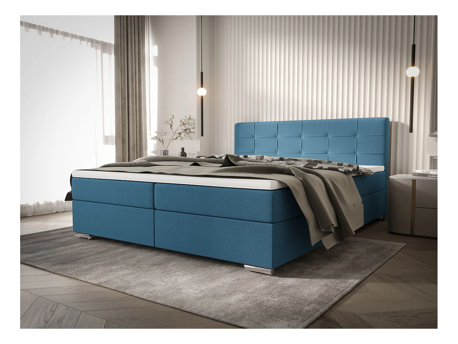 BEDANTE Boxspringbett ZILANO1 160x200 Cosmic 5 Groen Bed Bedkasten Tweepersoonsbed Hotelbed Topmatras Matras Slaapkamer Opbergruimte