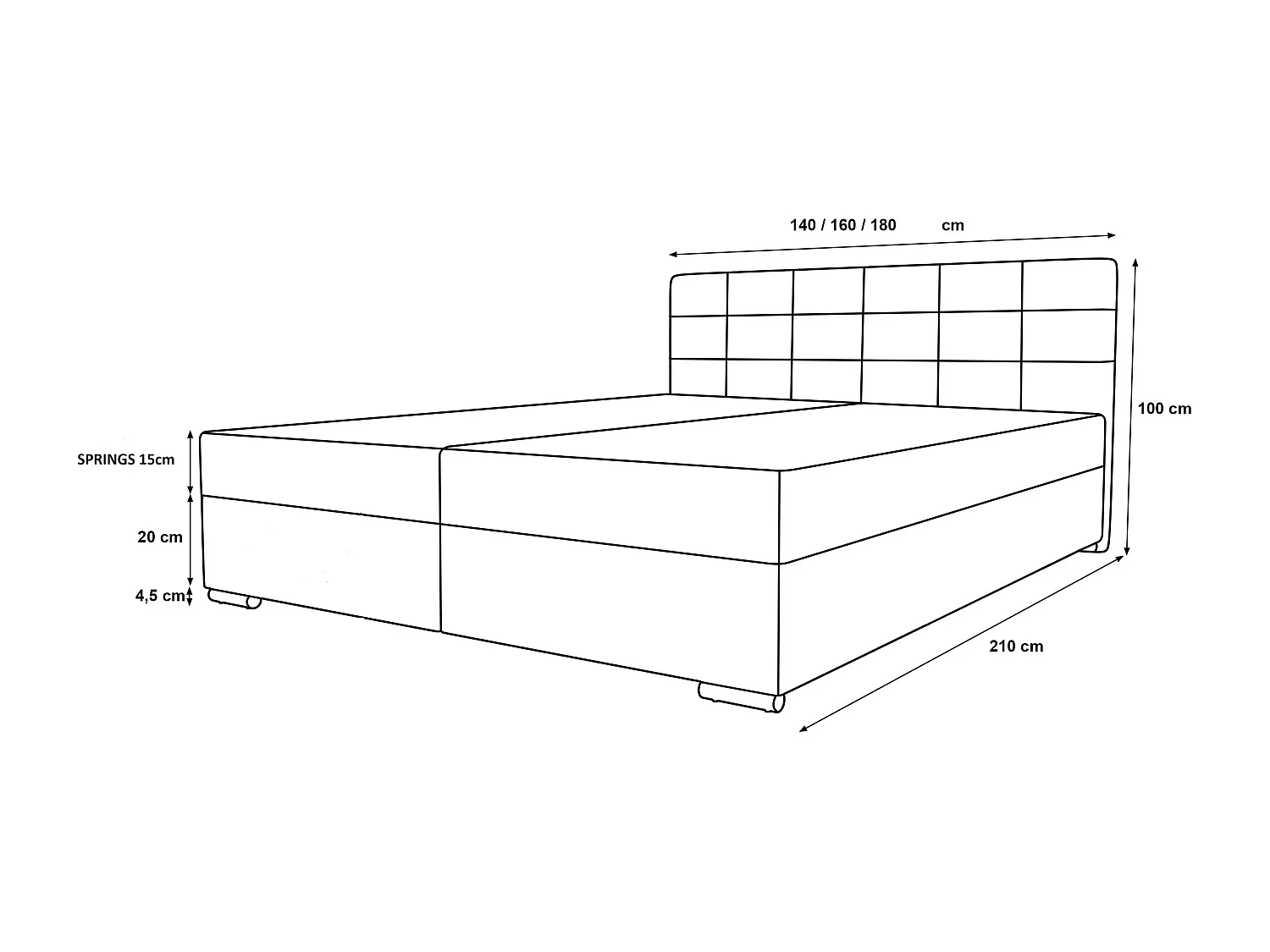 BEDANTE Boxspringbett ZAKO 1 160x200 Cosmic 5 Grün Bett Bettkasten Ehebett Hotelbett Topper Matratze Schlafzimmer Stauraum