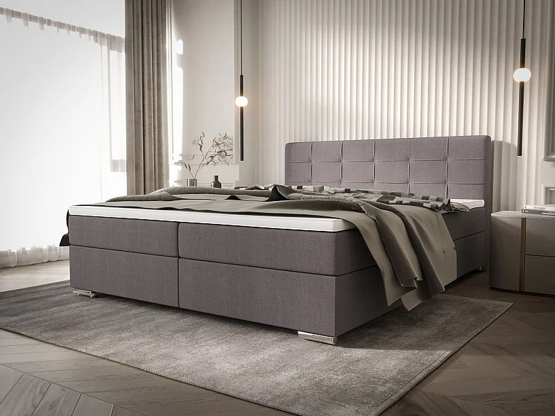 BEDANTE Boxspringbett ZAKO 1 140x200 Cosmic 160 Hellgrau Bett Bettkasten Ehebett Hotelbett Topper Matratze Schlafzimmer Stauraum
