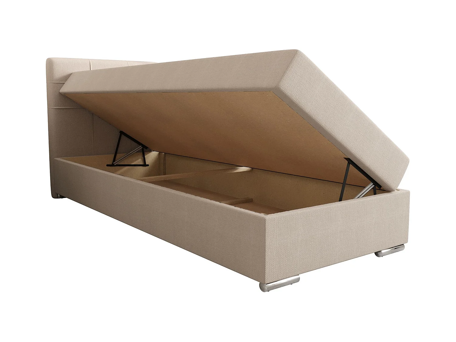 BEDANTE Lit boxspring ZAKO 1 90x200 Cosmic 10 Beige Ouverture à gauche Lit Litkasten