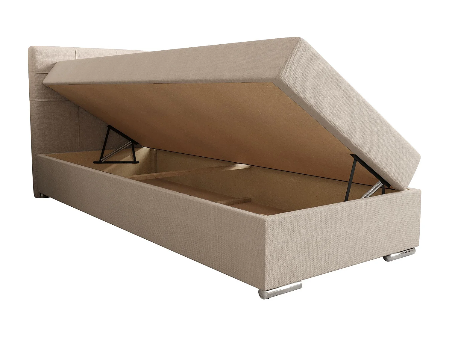 BEDANTE Lit boxspring ZAKO 1 90x200 Cosmic 10 Beige Ouverture à gauche Lit Litkasten