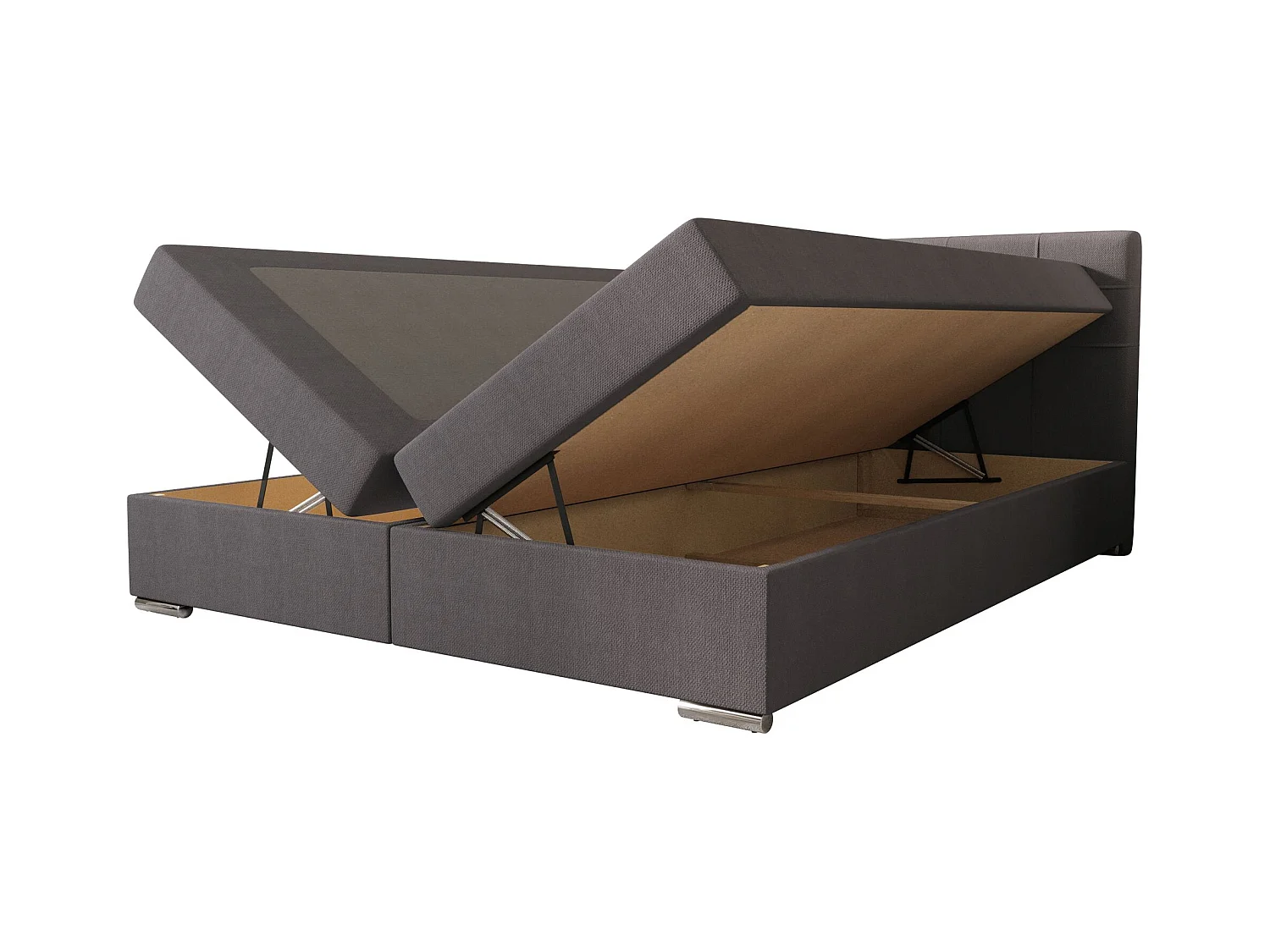 BEDANTE lit à sommier tapissier ZAKO 1 160x200 Cosmic 160 Gris clair Lit Litkasten