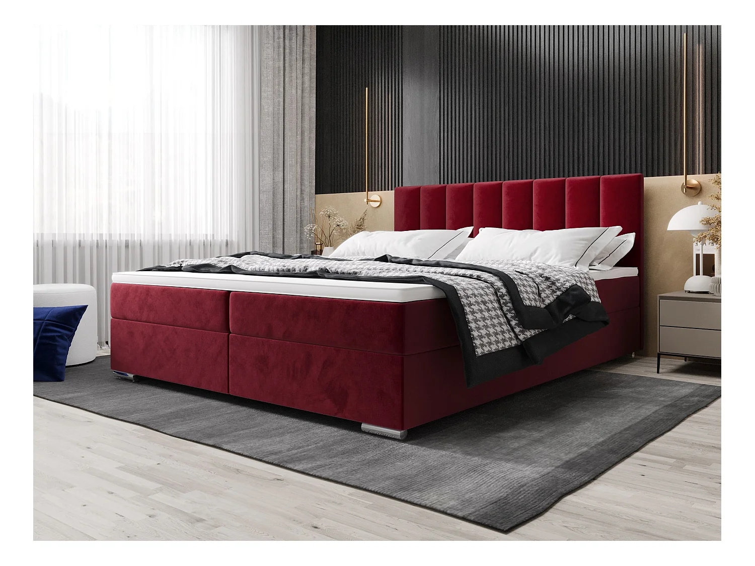 BEDANTE Boxspringbett ZILANO2 140x200 Itaka 34 Rot bed bedkasten tweepersoonsbed hotelbed topper matras slaapkamer opbergruimte