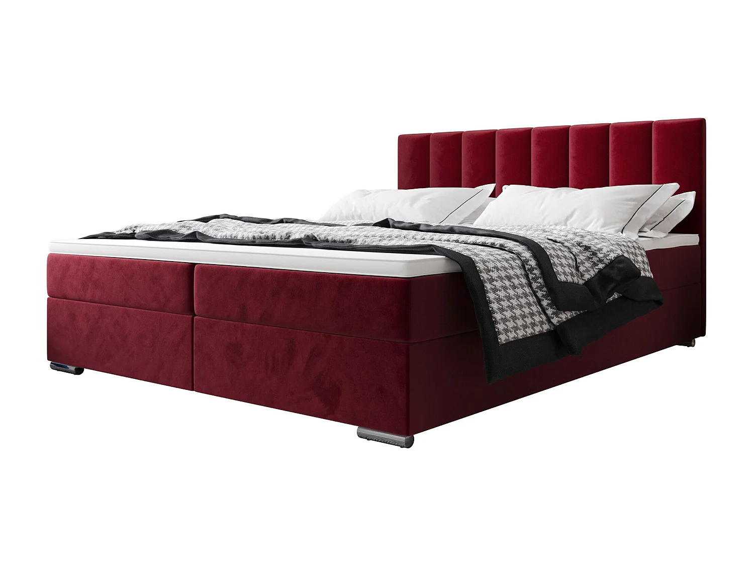 BEDANTE Boxspringbett ZAKO 2 140x200 Itaka 34 Rot Bett Bettkasten Ehebett Hotelbett Topper Matratze Schlafzimmer Stauraum
