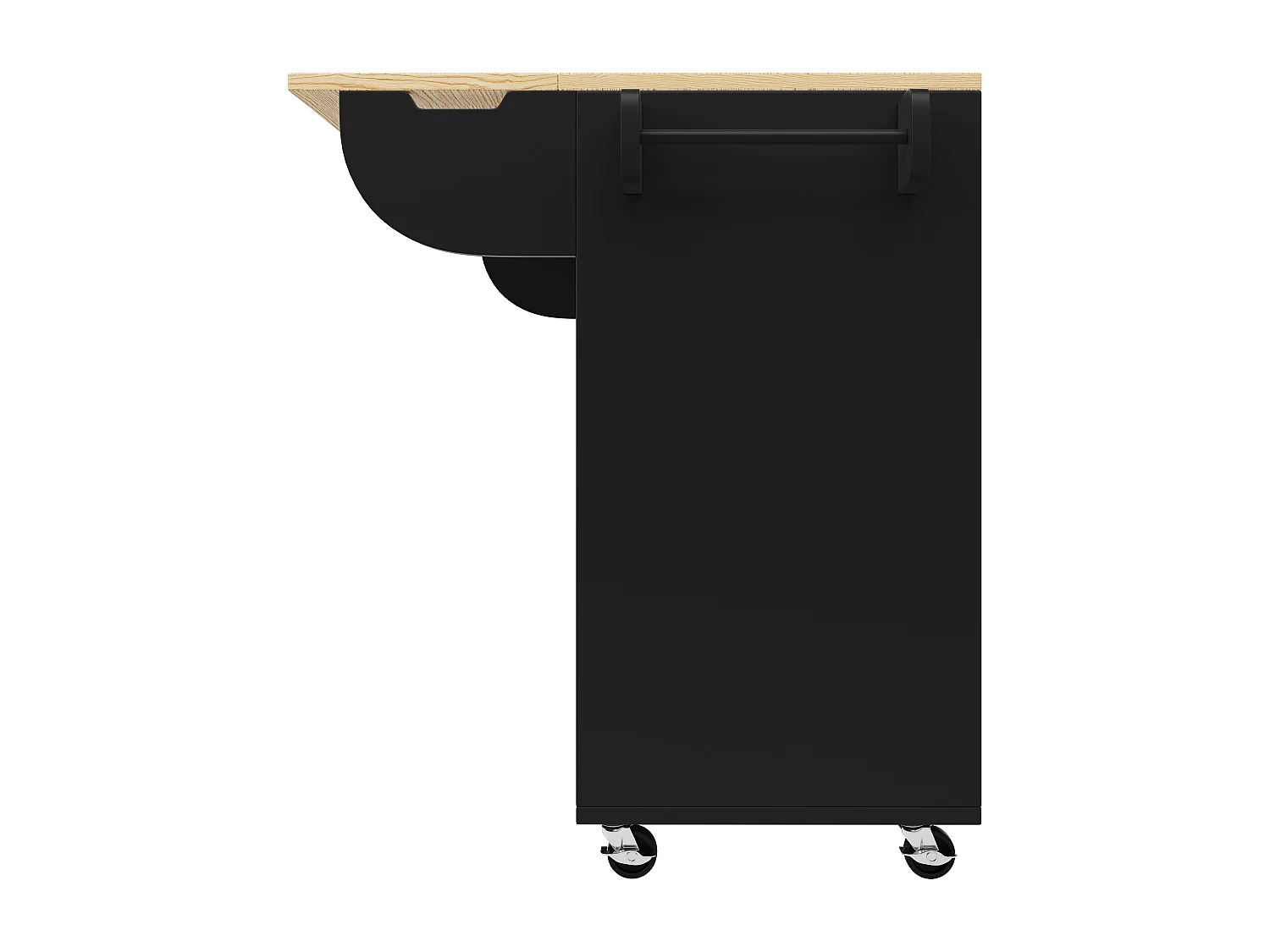 Desserte de cuisine 110x(42-70)x90 cm 2 portes coulissantes et 3 tiroirs Îlot de cuisine avec plateau extensible  - noir