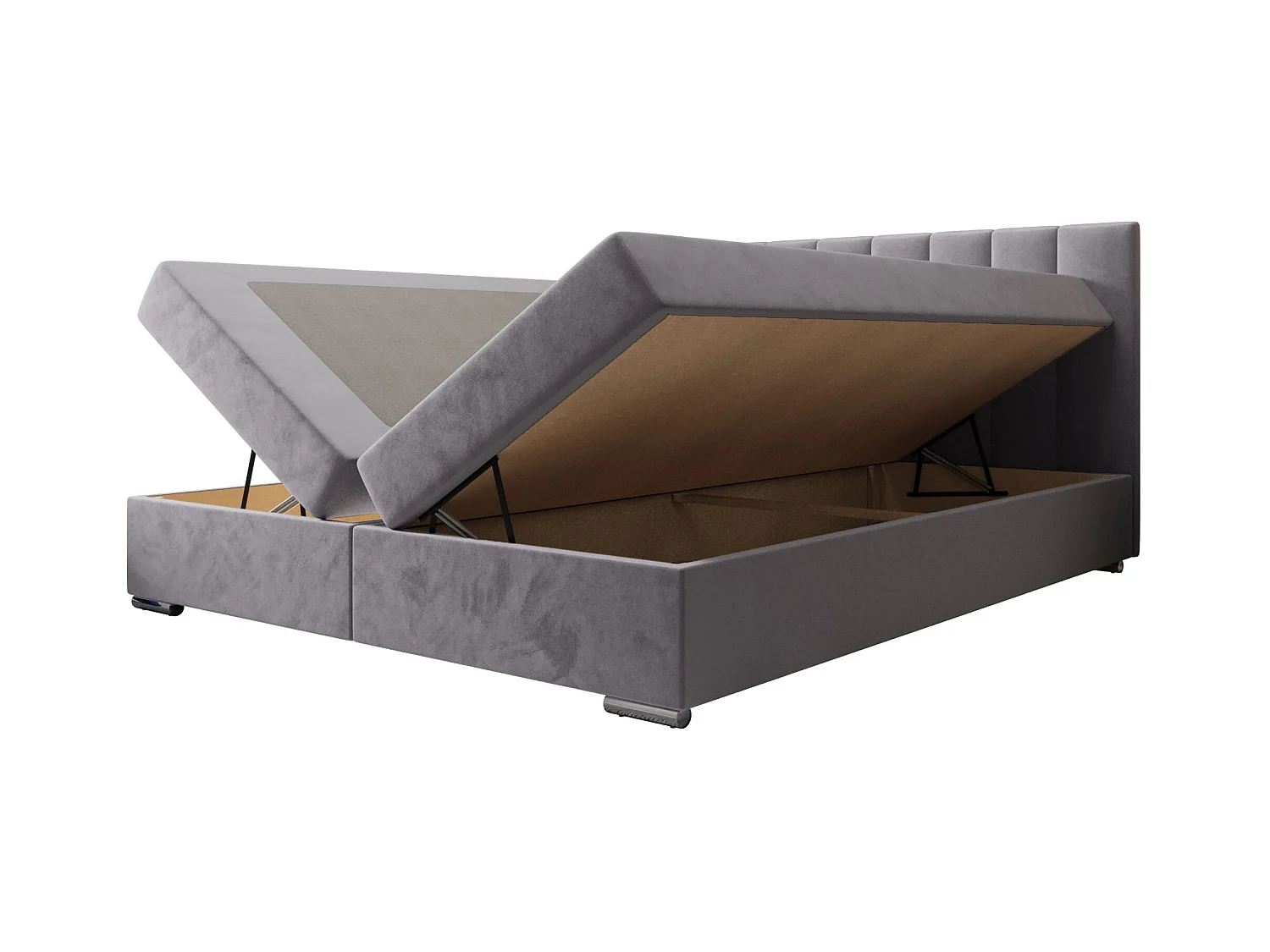 BEDANTE lit à sommier tapissier ZAKO 2 160x200 Itaka 50 Hellgrau lit litkasten