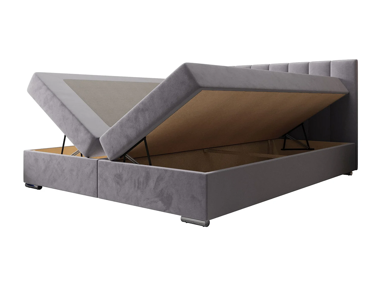 BEDANTE Boxspringbett ZAKO 2 160x200 Itaka 50 Hellgrau Bett Bettkasten Ehebett Hotelbett Topper Matratze Schlafzimmer Stauraum