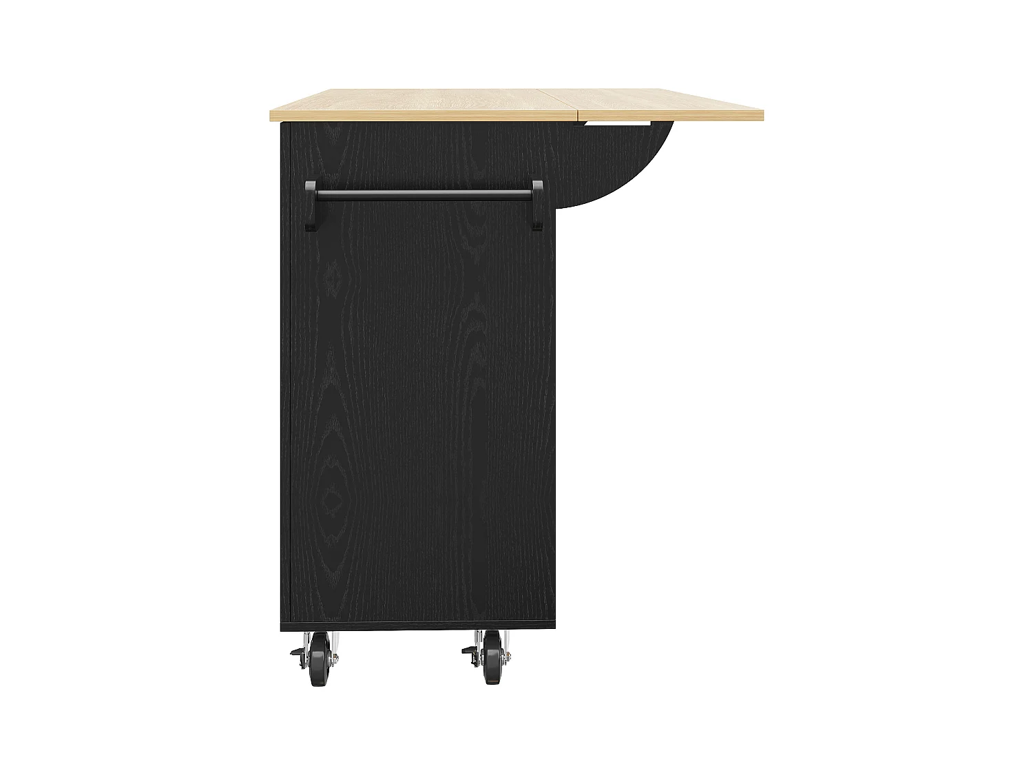 Desserte de cuisine 134.5x(46-74)x90.5 cm 2 portes et 2 tiroirs Îlot de cuisine avec plateau extensible - noir