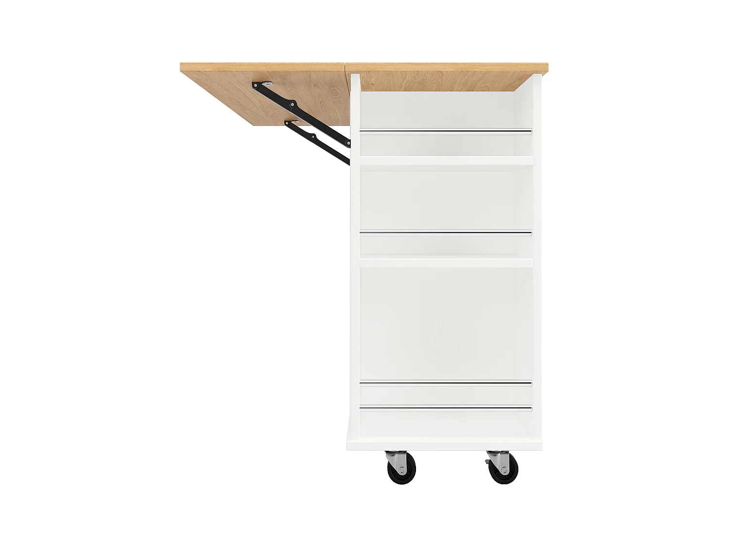 Desserte de cuisine 120x(42-76)x91.5 cm 1 porte et 2 tiroirs Îlot de cuisine avec plateau extensible  - blanc