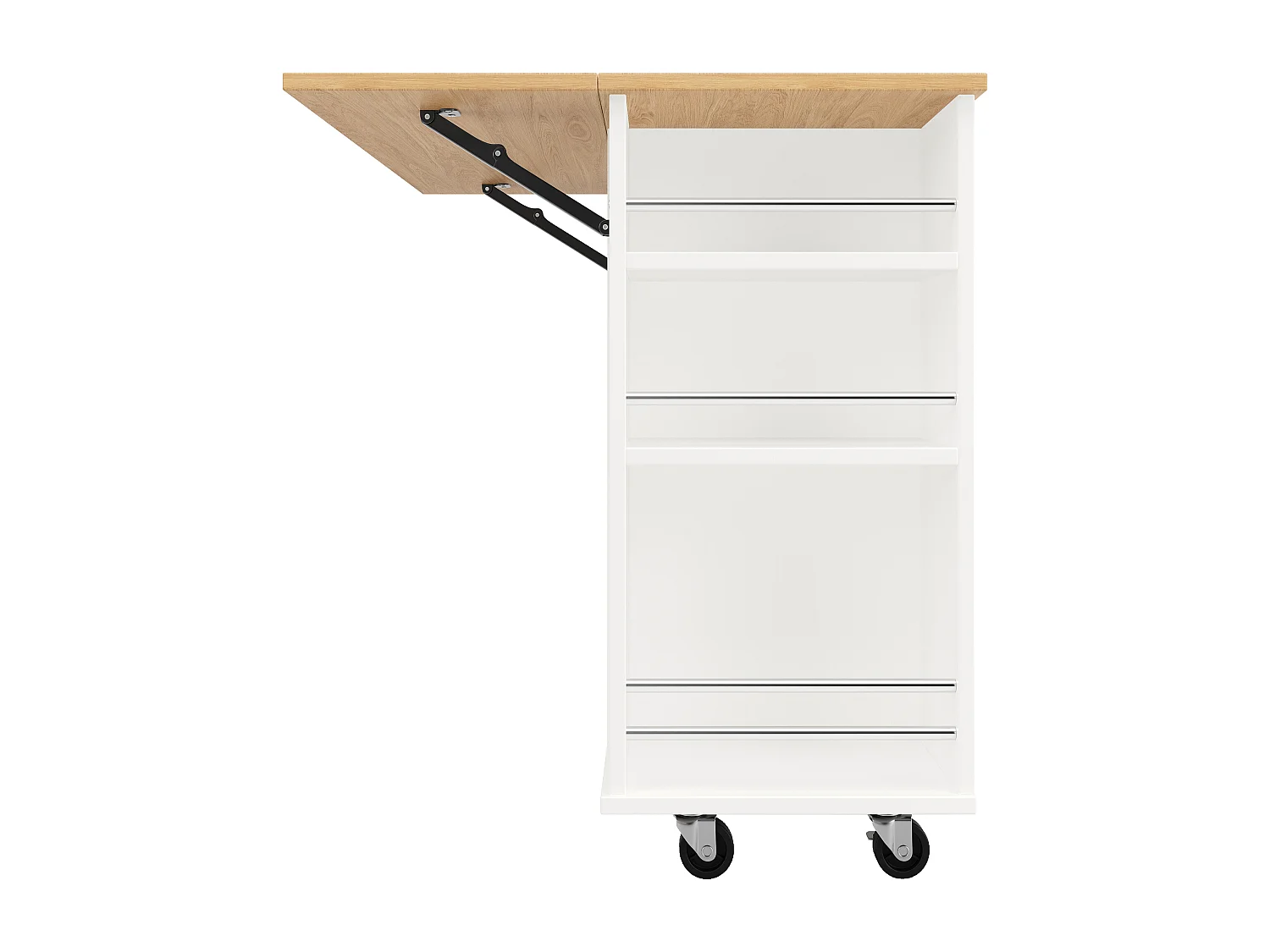 Desserte de cuisine 120x(42-76)x91.5 cm 1 porte et 2 tiroirs Îlot de cuisine avec plateau extensible  - blanc