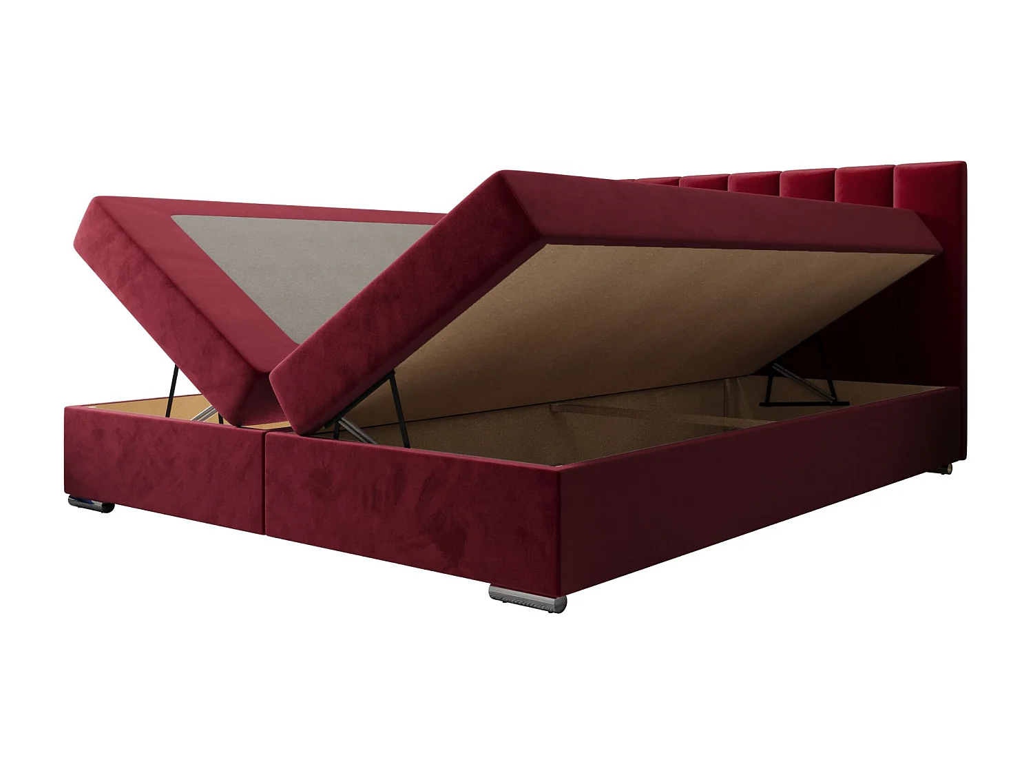 BEDANTE Boxspringbett ZAKO 2 160x200 Itaka 34 Rot Bett Bettkasten Ehebett Hotelbett Topper Matratze Schlafzimmer Stauraum