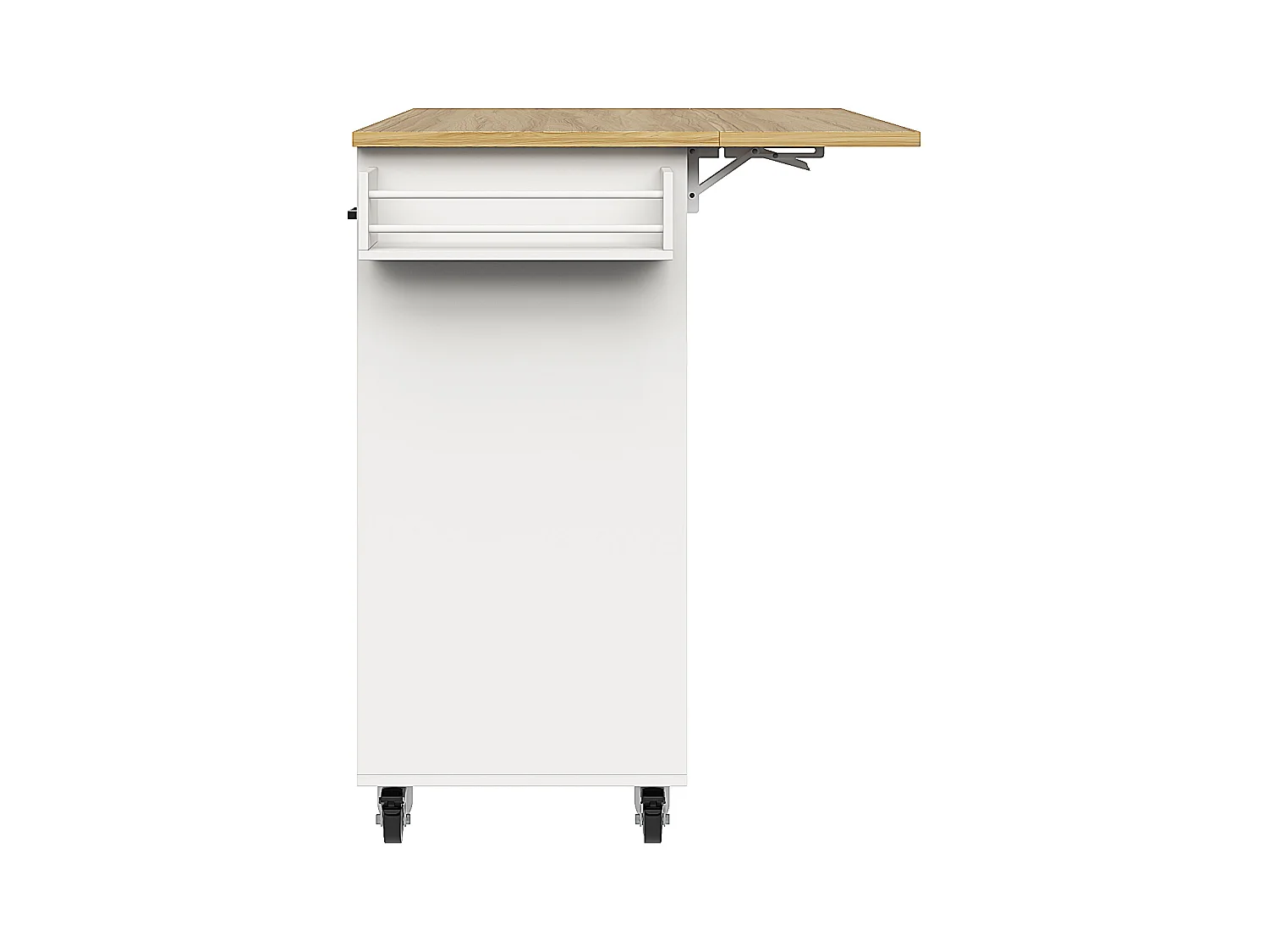 Mobiele keukentrolley 2 deuren en 3 laden Keukeneiland met uitschuifbaar blad 124x(40-65)x91,5 cm - wit