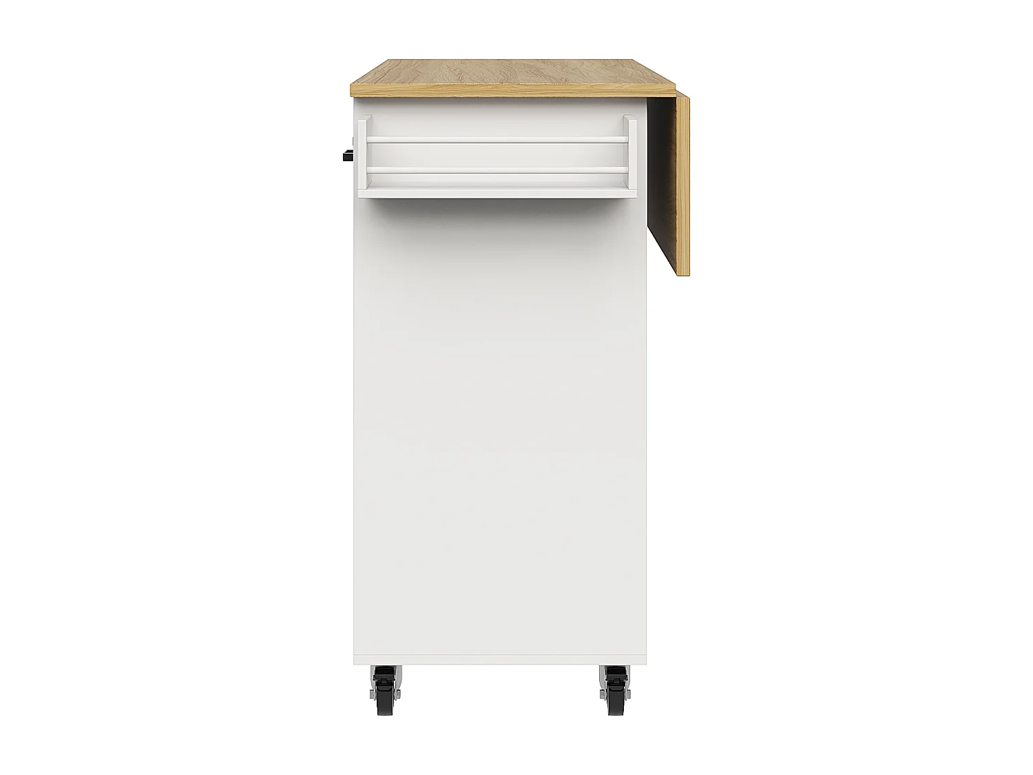 Mobiele keukentrolley 2 deuren en 3 laden Keukeneiland met uitschuifbaar blad 124x(40-65)x91,5 cm - wit