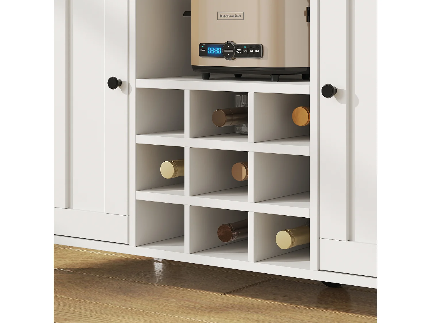 Desserte de cuisine 124x(40-65)x91.5 cm 2 portes et 3 tiroirs Îlot de cuisine avec plateau extensible - blanc