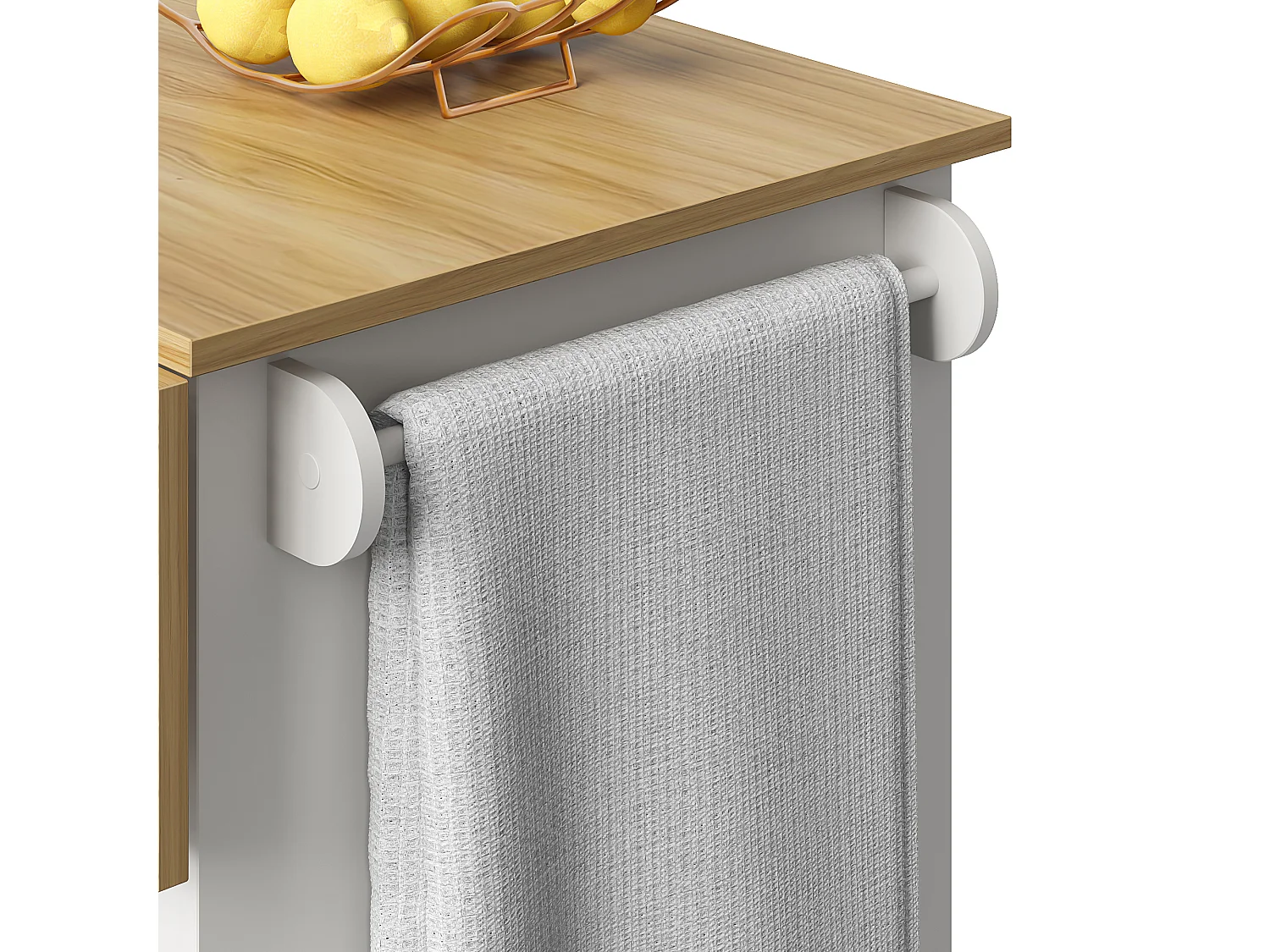 Desserte de cuisine 124x(40-65)x91.5 cm 2 portes et 3 tiroirs Îlot de cuisine avec plateau extensible - blanc