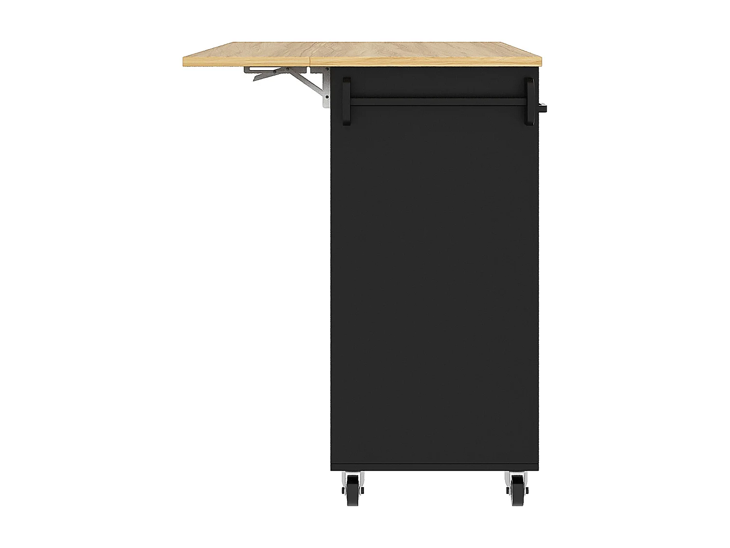 Desserte de cuisine 124x(40-65)x91.5 cm 2 portes et 3 tiroirs Îlot de cuisine avec plateau extensible - noir