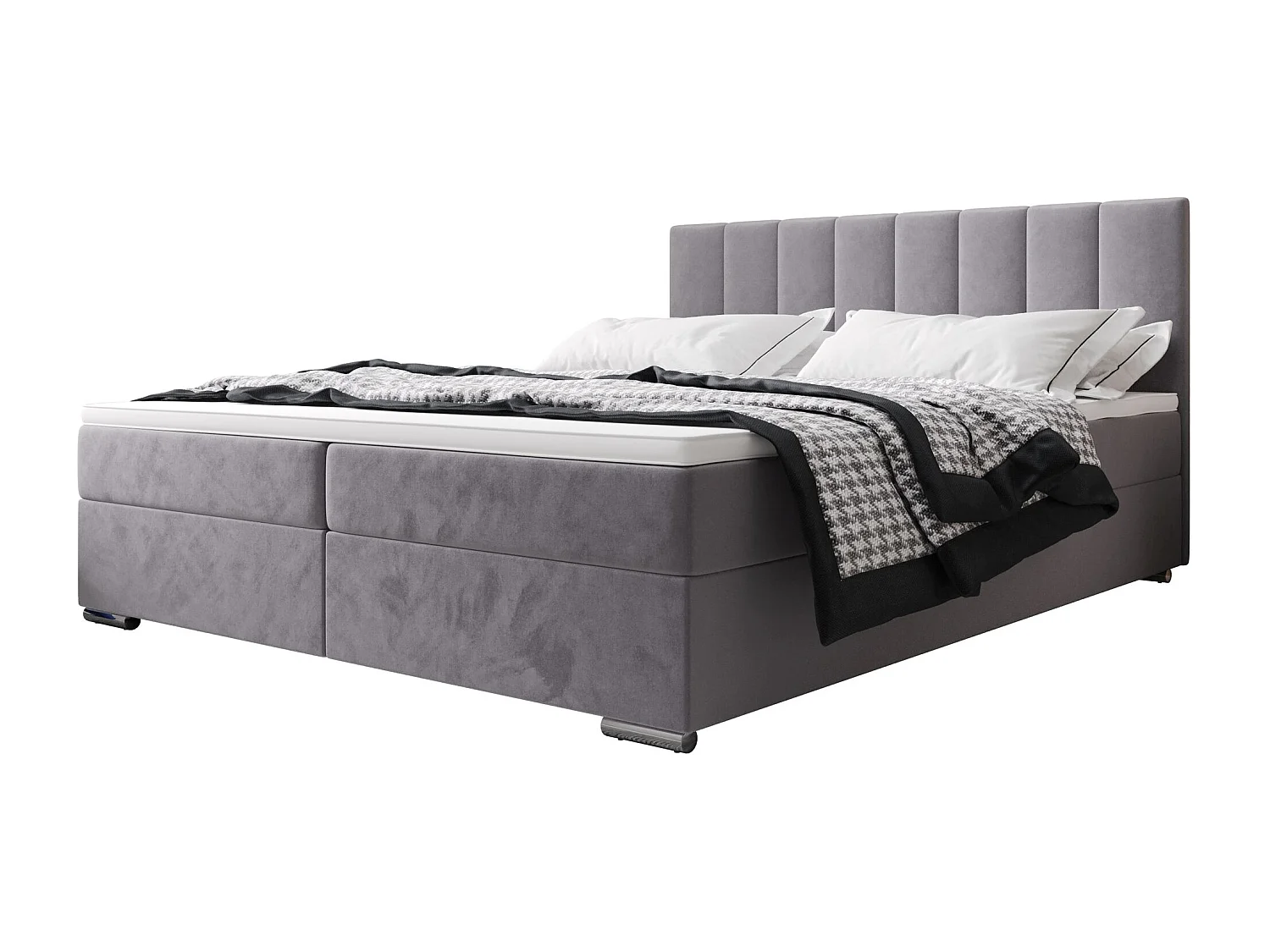 BEDANTE Boxspringbett ZAKO 2 180x200 Itaka 50 Hellgrau Bett Bettkasten Ehebett Hotelbett Topper Matratze Schlafzimmer Stauraum