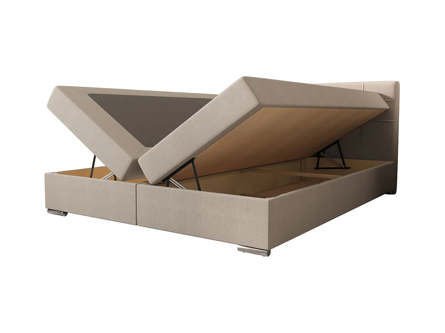 BEDANTE lit à sommier tapissier ZAKO 1 160x200 Cosmic 10 Beige Lit Litkasten