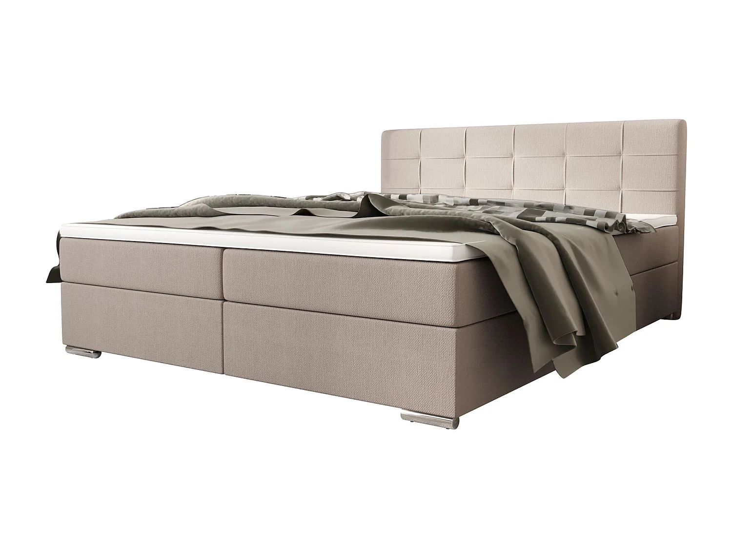 BEDANTE Boxspringbett ZAKO 1 160x200 Cosmic 10 Beige Bett Bettkasten Ehebett Hotelbett Topper Matratze Schlafzimmer Stauraum