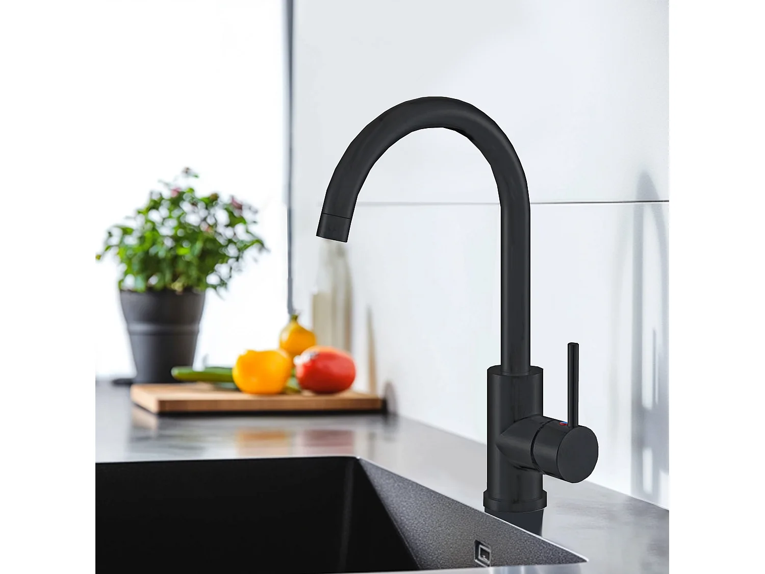 AICA conjunto de chuveiro e torneira de alavanca única em preto fosco para cozinha