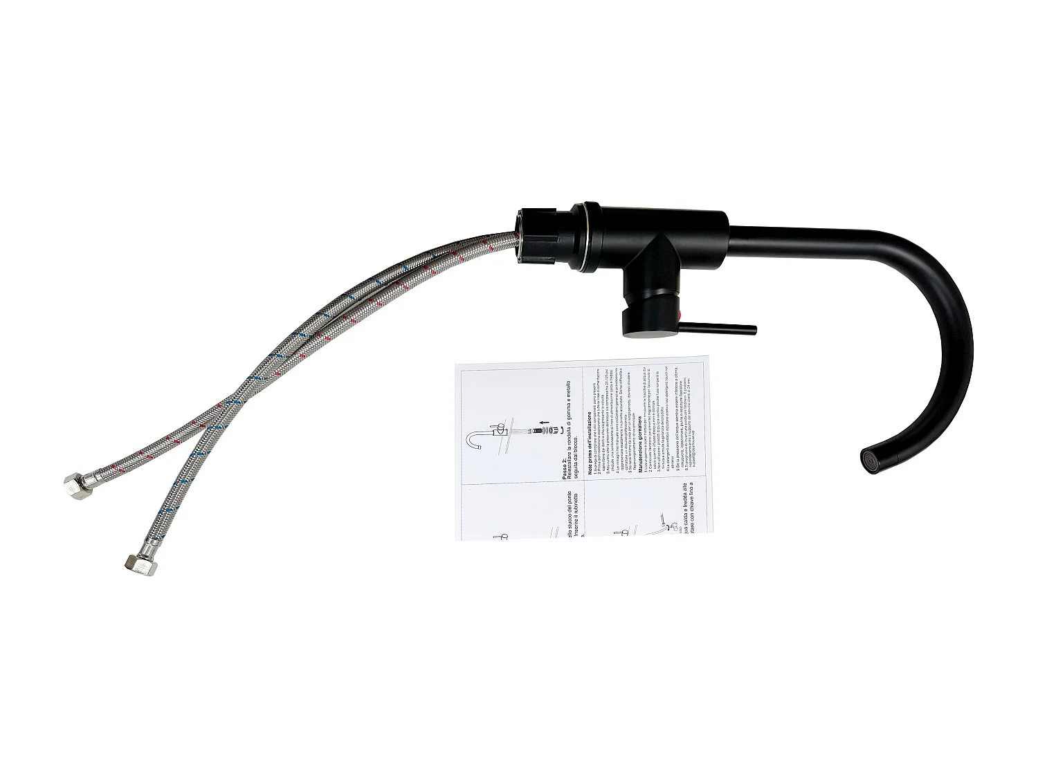 AICA conjunto de chuveiro e torneira de alavanca única em preto fosco para cozinha