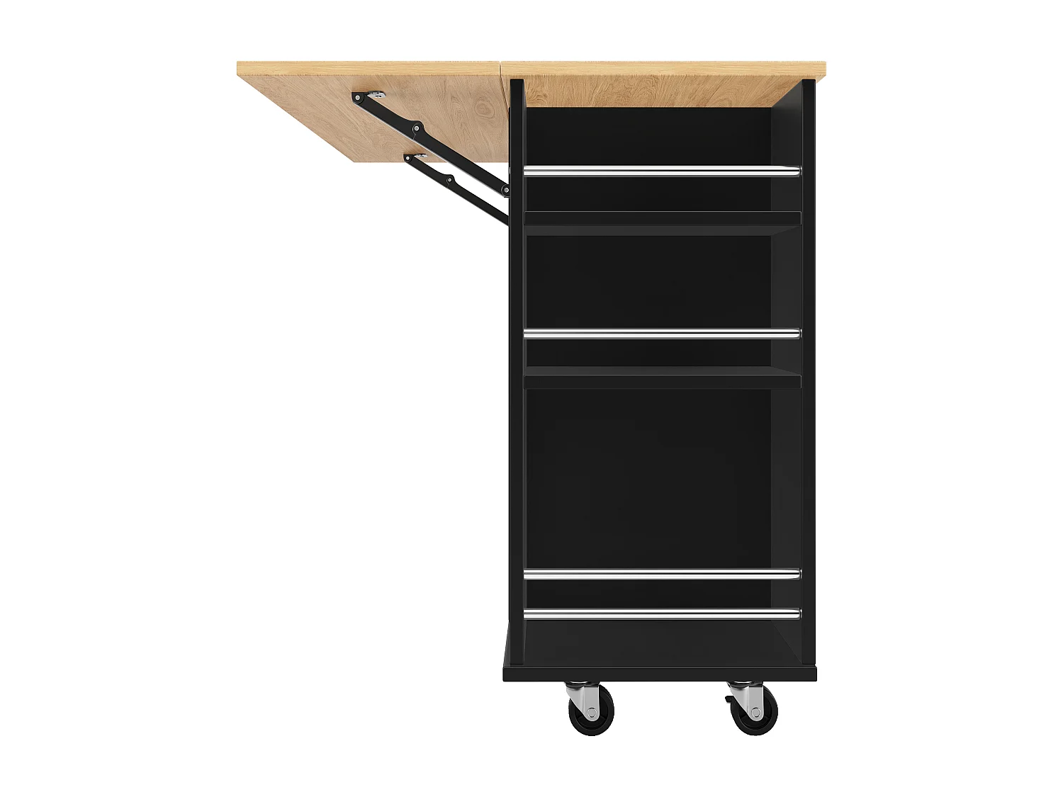 Desserte de cuisine 120x(42-76)x91.5 cm 1 porte et 2 tiroirs Îlot de cuisine avec plateau extensible - noir