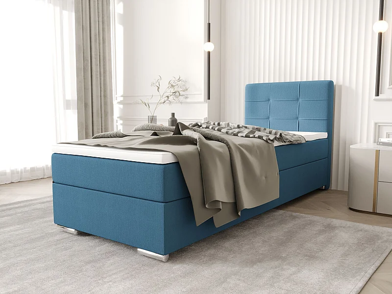 BEDANTE Boxspringbett ZAKO 1 90x200 Cosmic 5 Grün Links Öffnung Bett Bettkasten Einzellbett Hotelbett Topper Matratze Schlafzimmer Stauraum