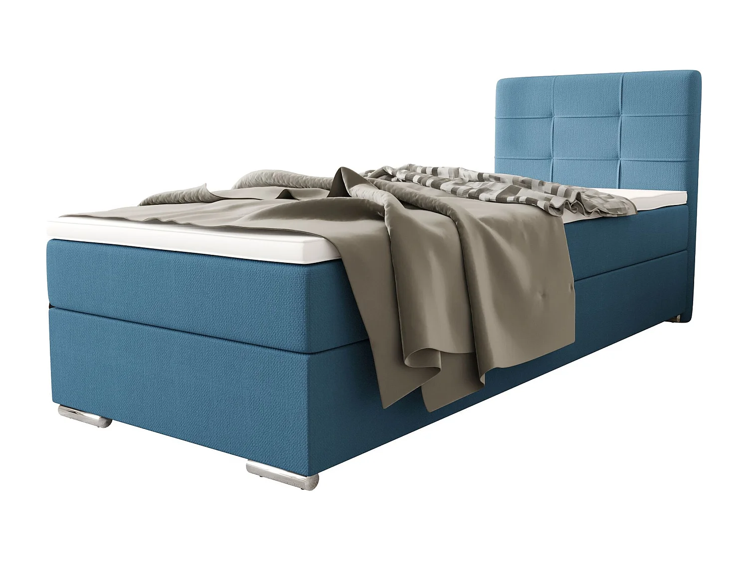 BEDANTE Boxspringbett ZAKO 1 90x200 Cosmic 5 Grün Links Öffnung Bett Bettkasten Einzellbett Hotelbett Topper Matratze Schlafzimmer Stauraum