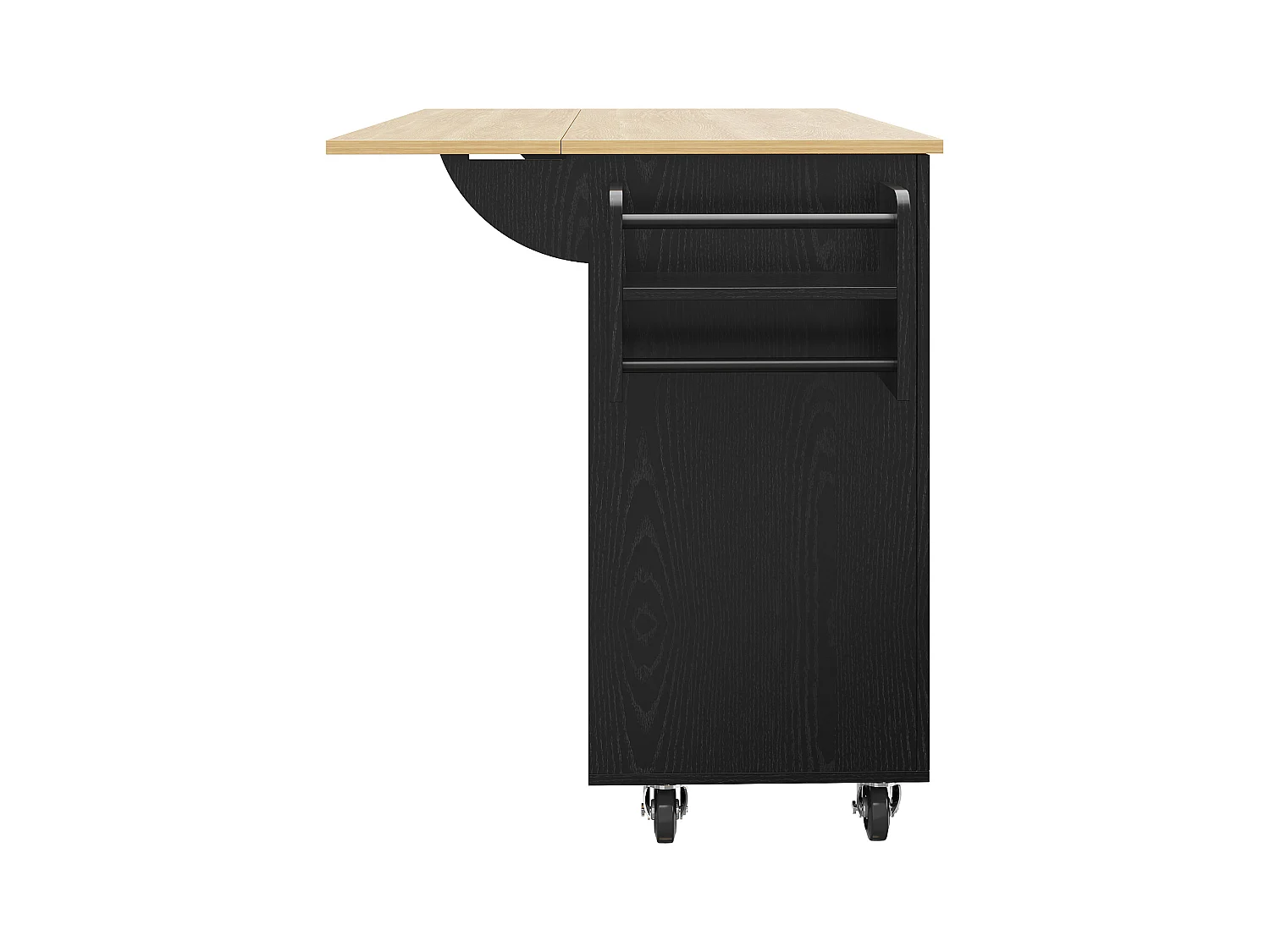 Desserte de cuisine mobile 2 portes et 3 tiroirs Îlot de cuisine avec plateau extensible 135x(46-74)x90.8 cm - noir