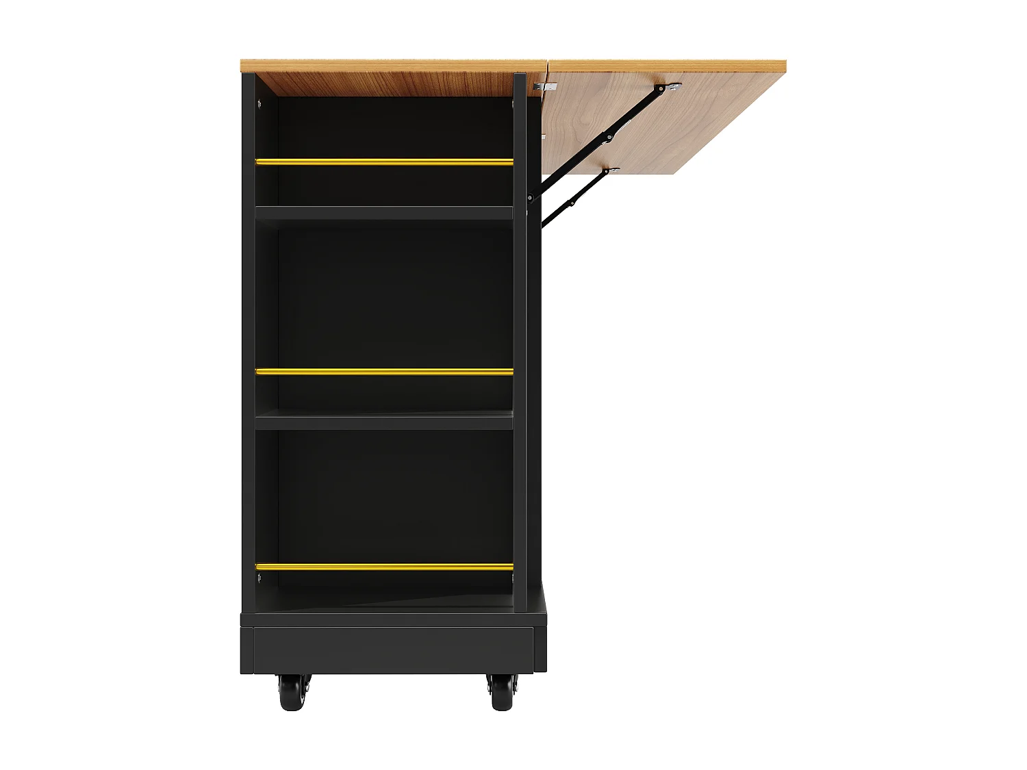 Desserte de cuisine 120x(40-65)x90 cm 2 portes et 2 tiroirs Îlot de cuisine avec plateau extensible - noir