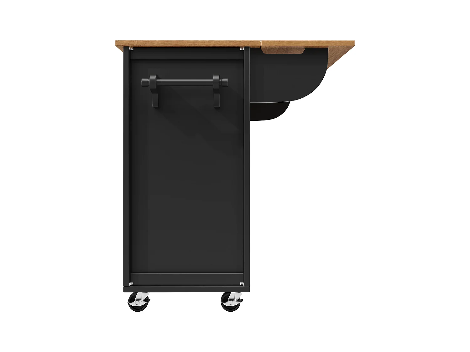 Desserte de cuisine 137.9x(40-73)x92.5 cm 2 portes et 4 tiroirs Îlot de cuisine avec plateau extensible - noir