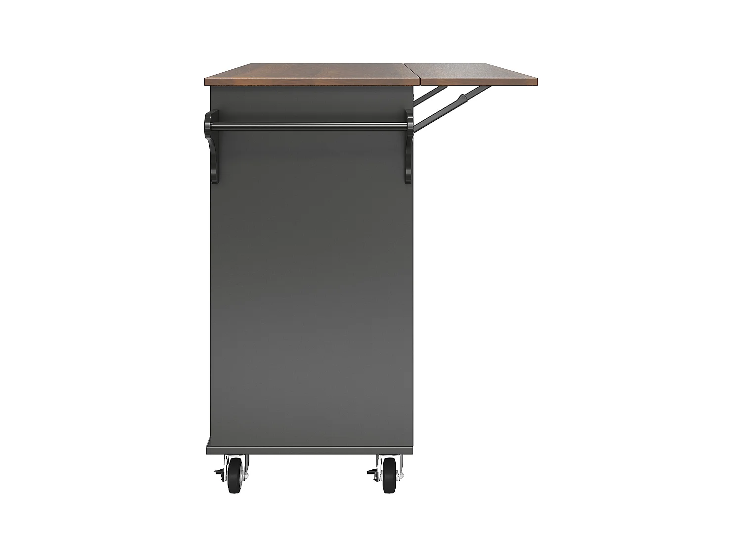 Desserte de cuisine 128x(46-71)x93 cm 2 portes et 2 tiroirs Îlot de cuisine avec plateau extensible - noir