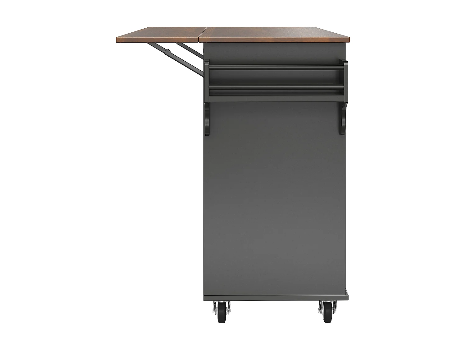 Desserte de cuisine 128x(46-71)x93 cm 2 portes et 2 tiroirs Îlot de cuisine avec plateau extensible - noir